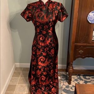 Vintage Roma Rola Cheongsam black red size 38=8